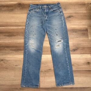 Vintage Levi’s 501 Button Fly Jeans USA Made 33x32 Straight Leg Distressed
